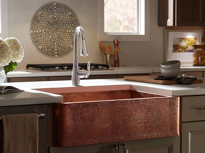 Copper farmhouse kitchen sink