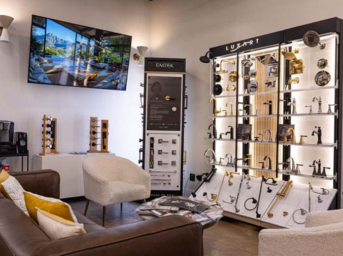 Luxart displat at Moore Supply Kitchen & Bath Showroom McKinney Texas