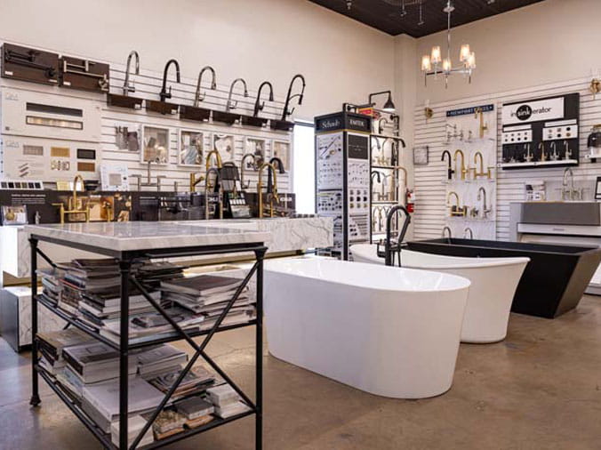 Faucets and bathtubs at Moore Supply Kitchen & Bath Showroom McKinney Texas